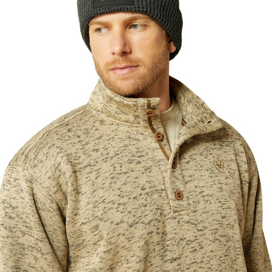 Ariat Men's Long Sleeve Caldwell 1/4 Button Sweater - Light Brown Southwest