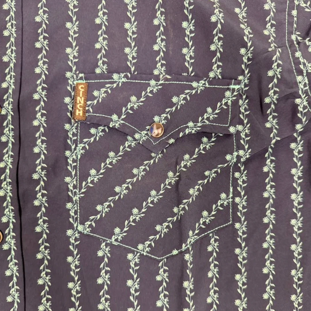 Cinch Men's Long  Sleeve Print Modern Shirt- Navy