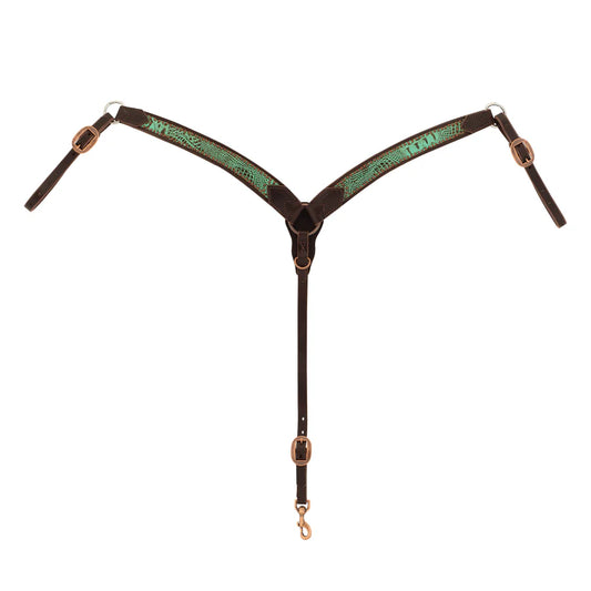 Weaver Leather Turquoise Croc Contoured Breast Collar