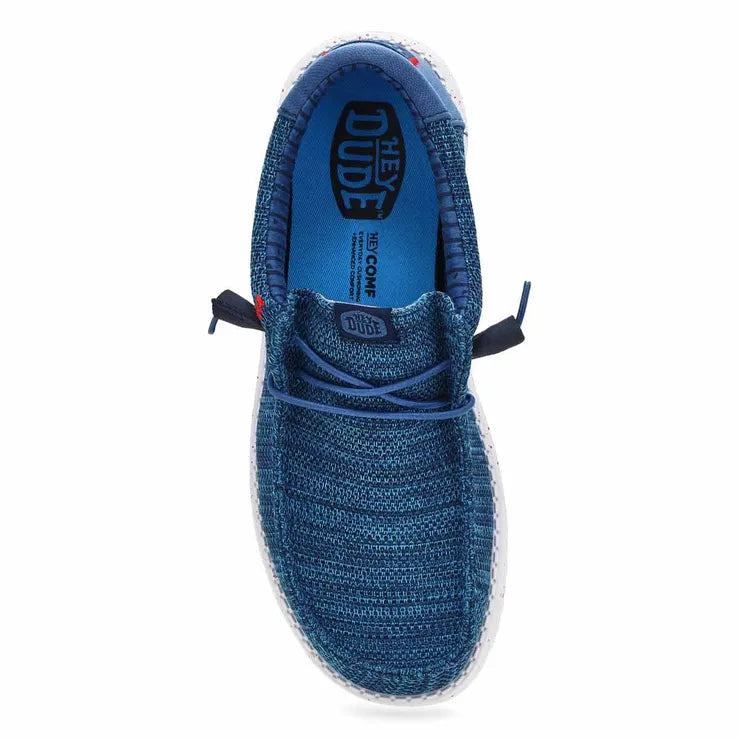 Hey Dude Men's Wally Stretch Sox Shoes - Ensign Blue/Multi