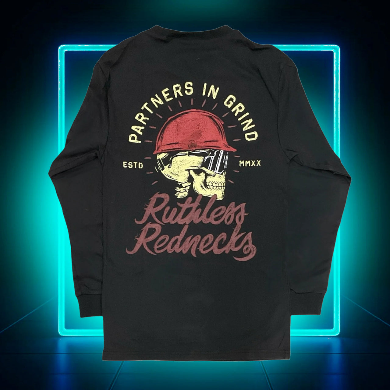 Ruthless Rednecks Skull Cap Long Sleeve Tee Shirt - Black
