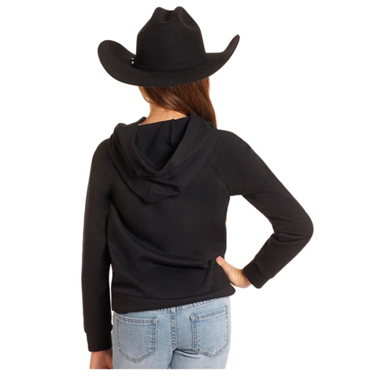 Rock & Roll Girl's Scenery Long Sleeve Howdy Hoodie - Black