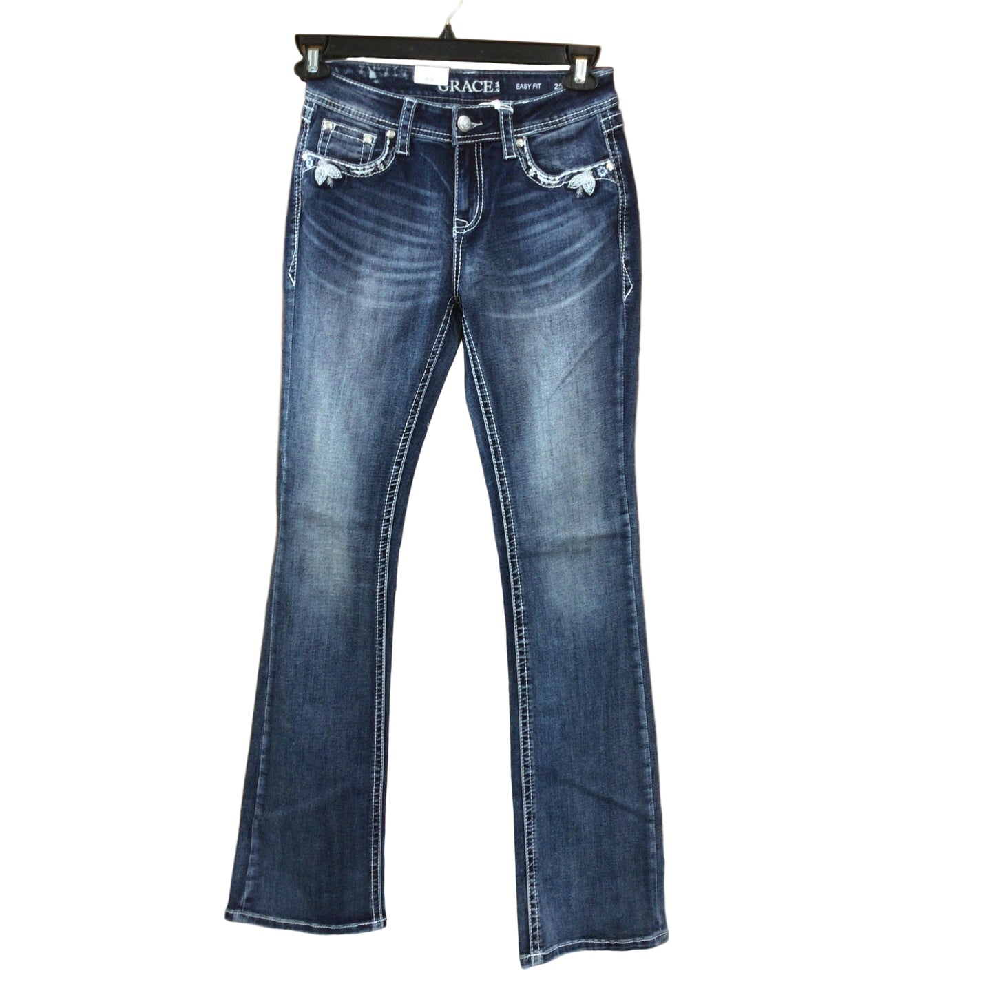 Grace in LA Women's Floral with Faux Flap Jeans