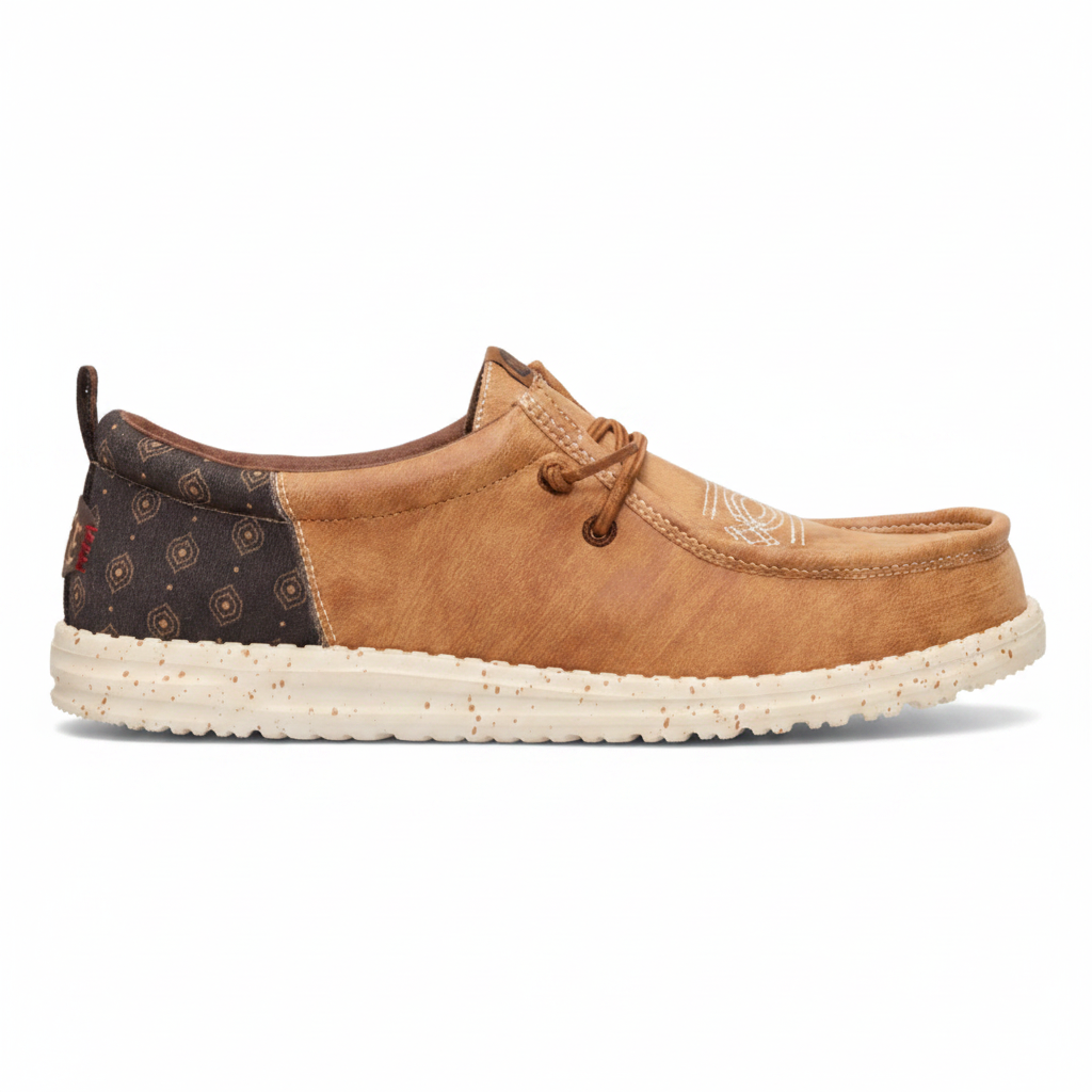 Hey Dude Men's Wally Funk Western Stitch - Argan Brown/Multi