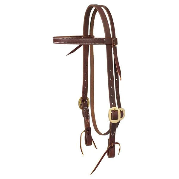 Weaver Leather 3/4" Working Cowboy Economy Browband Headstall Solid Brass Horse