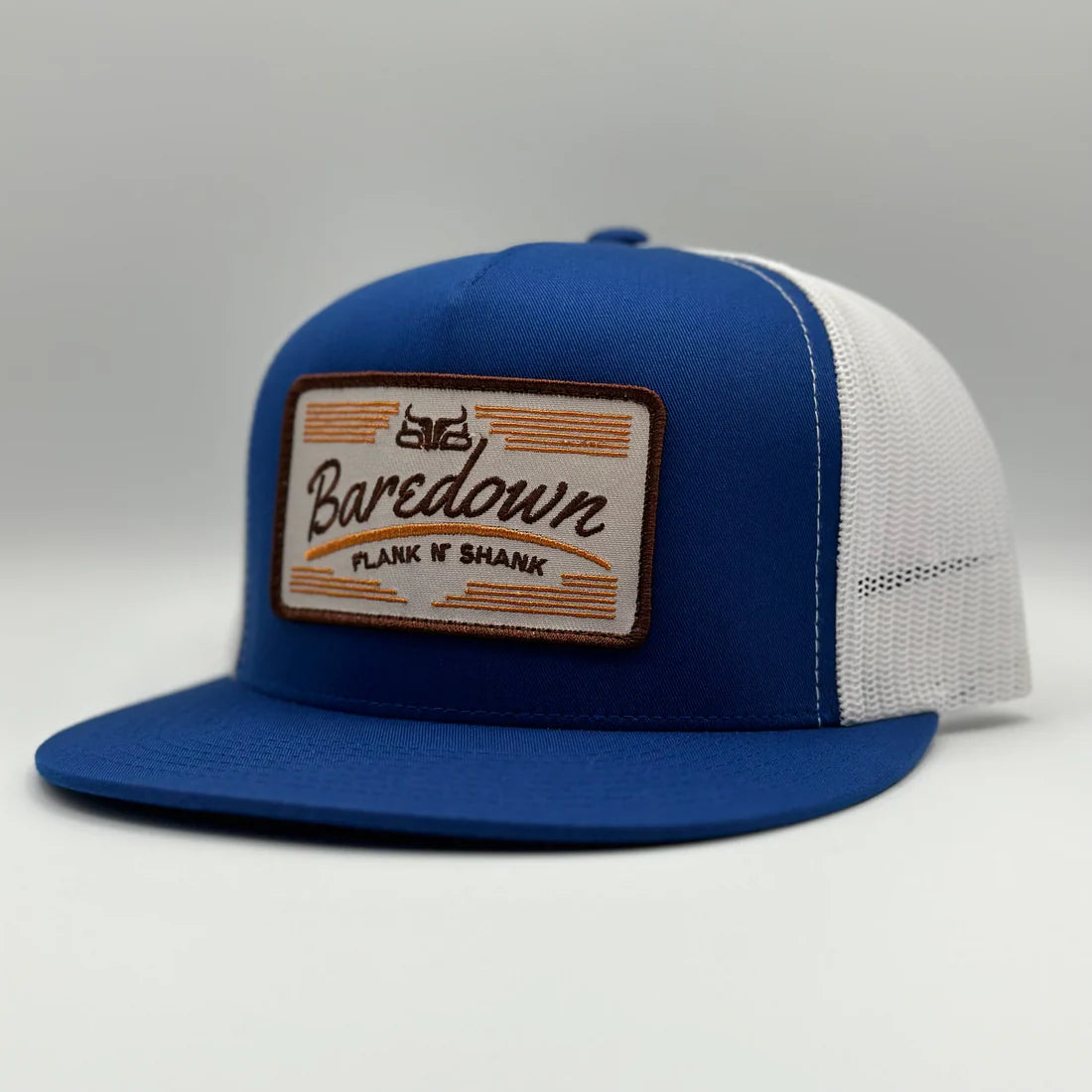 Baredown Brand Ball Cap Flank N'Shank -Flat Blue & White