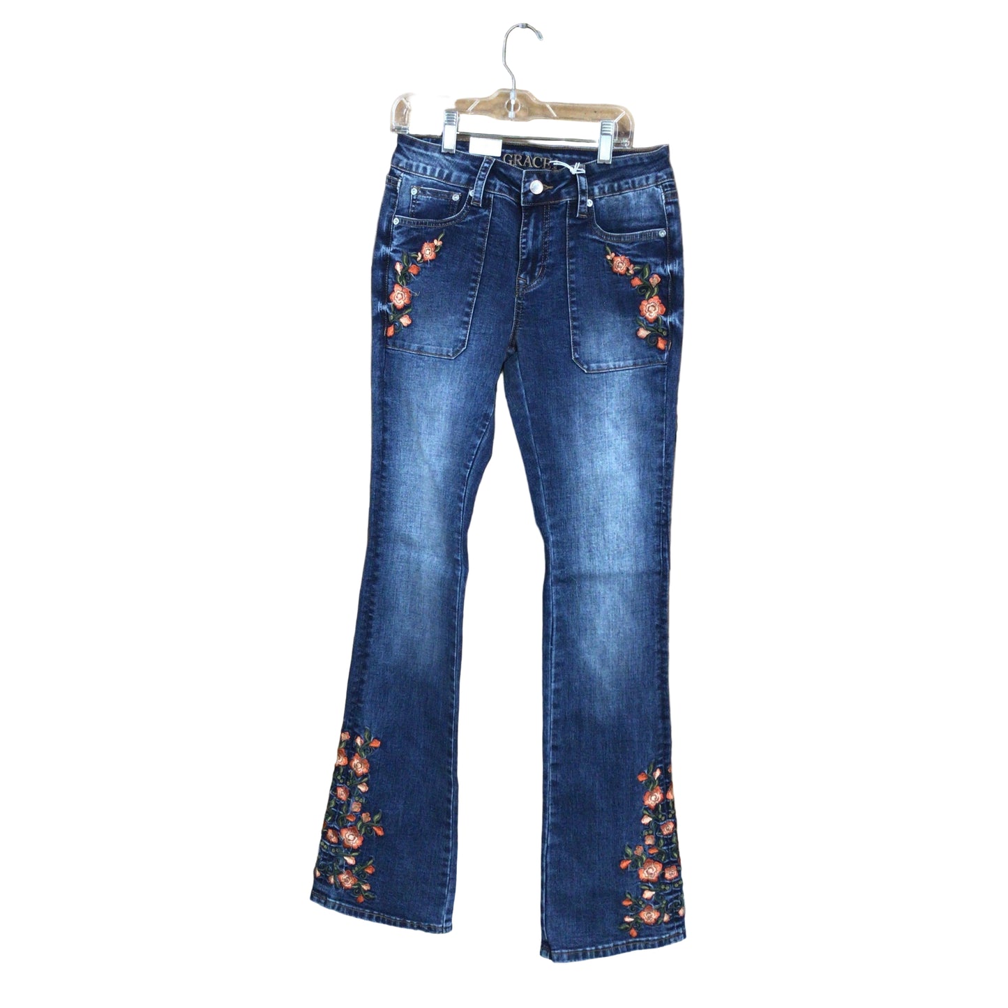 Grace in LA Women's Floral Embroidery Jean