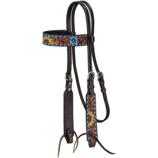 Sunflower Buckstitch Brow Headstall