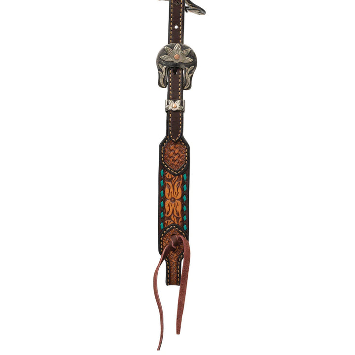Weaver Turquoise Cross Headstall, Floral Buckstitch, 5/8" - Irvine Tack &amp; Western Wear