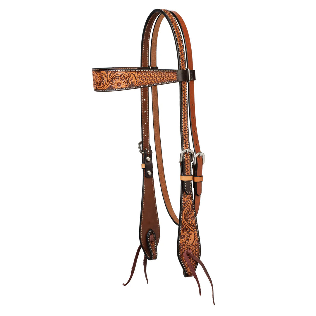 Weaver Turquoise Cross Tooled Floral/BW Headstall