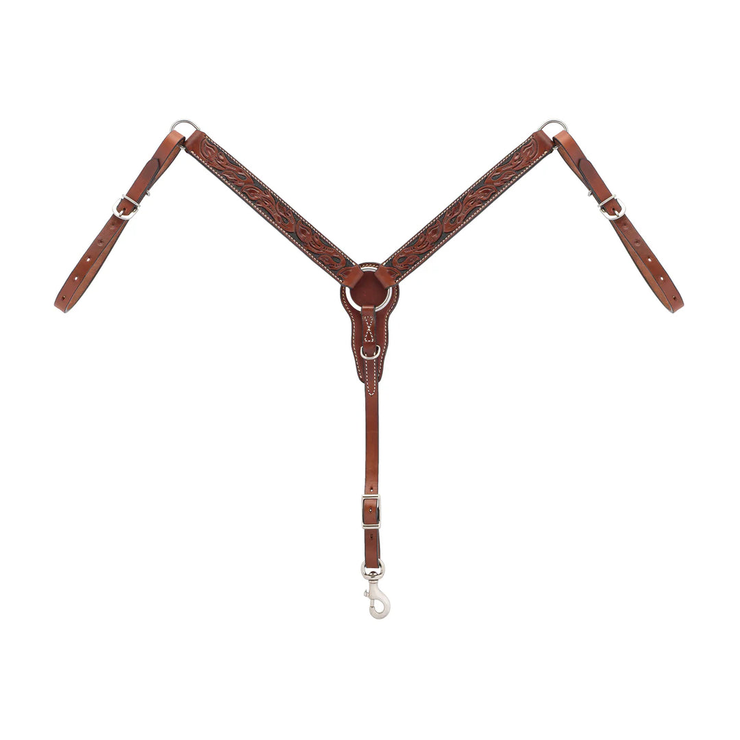 Weaver Turquoise Cross Floral 1-1/4" Breast Collar Pony - Chestnut