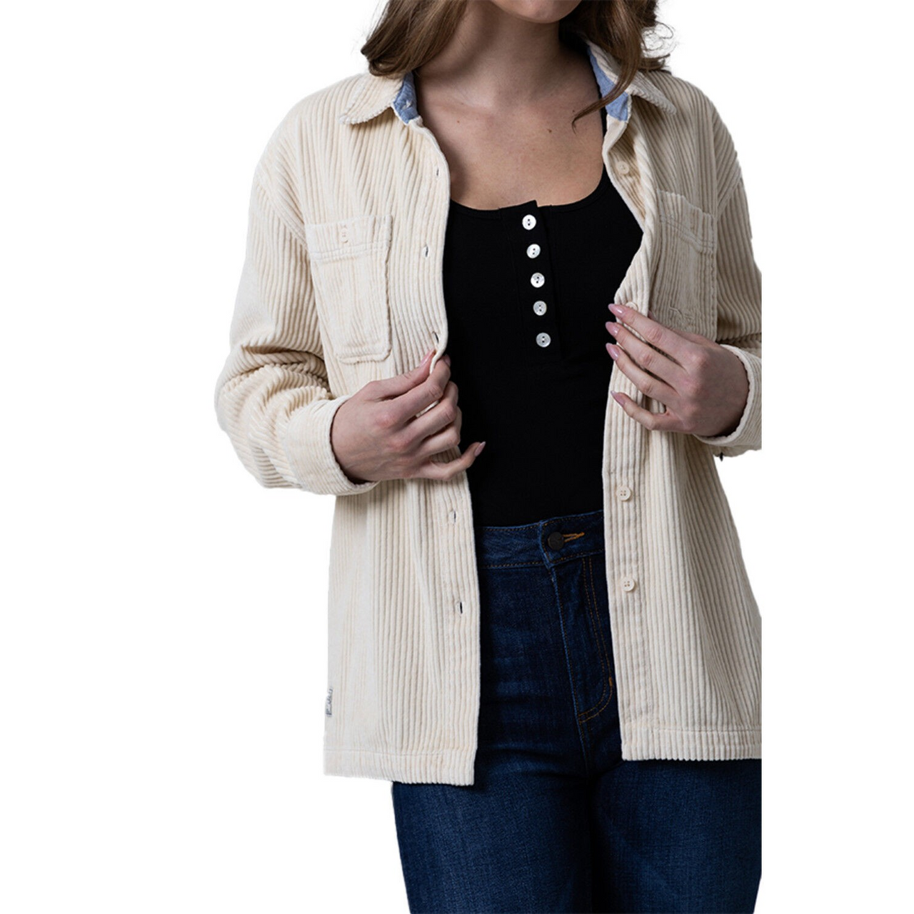 Kimes Women's Luna Cord Long Sleeve Solid Dress Shirt - Assorted Colours