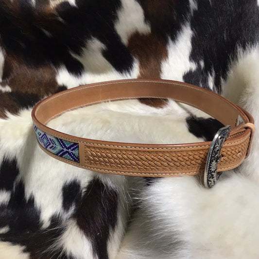 Men's Blue Beaded Belt