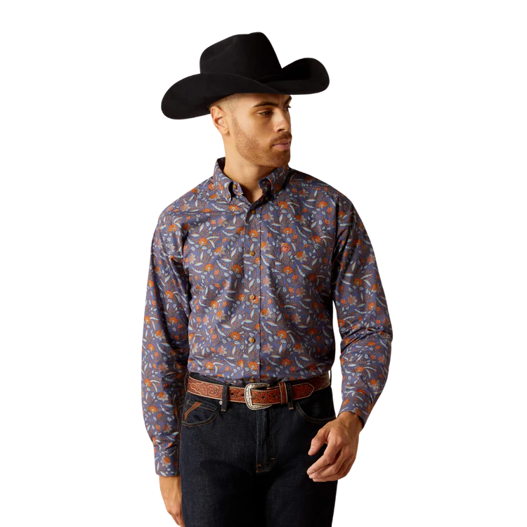 Ariat Men's Ty Classic Fit Long Sleeve Shirt - Dark Blue
