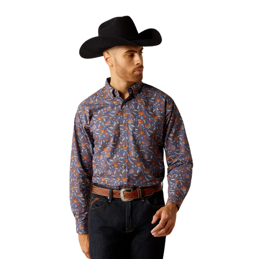 Ariat Men's Ty Classic Fit Long Sleeve Shirt - Dark Blue