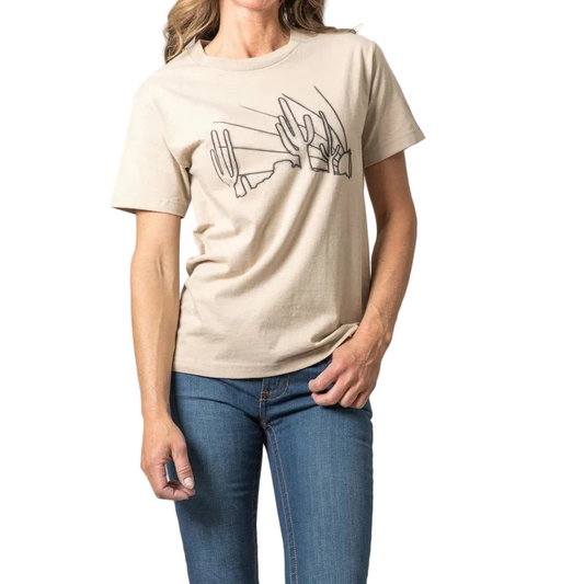 Kimes Women's Hand Drawn Short Sleeve T-Shirt - Sand