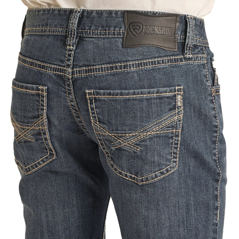 Rock & Roll Men's Cross Embroidered Pistol Straight Jean - Medium Vintage