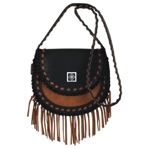 Catchfly Saddlebag  Black and Tan with Fringe