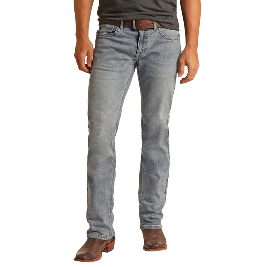 Hooey Mens Slim Fit Stretch Straight Jeans - Light Vintage