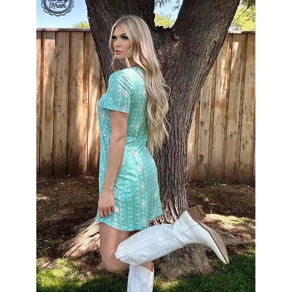 Sterling Kreek Women's Walkin In Turquoise Dress - Turquoise