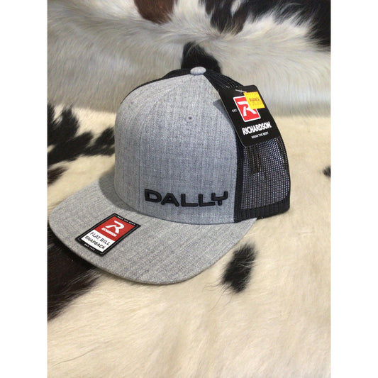 Dally Up Caps Embroidered Flat Bill Text Dally-Heather Black