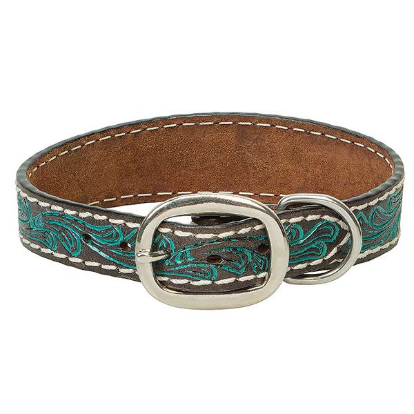 Weaver Carved Turquoise Flower Dog Collar