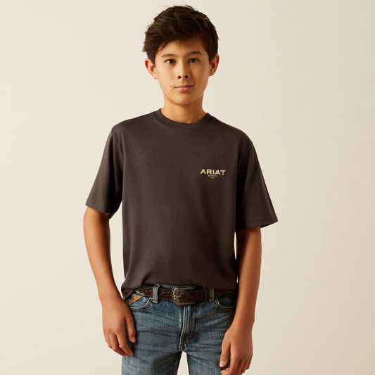 Ariat Boy's Short Sleeve Explore Circle Tee Shirt - Vintage Black