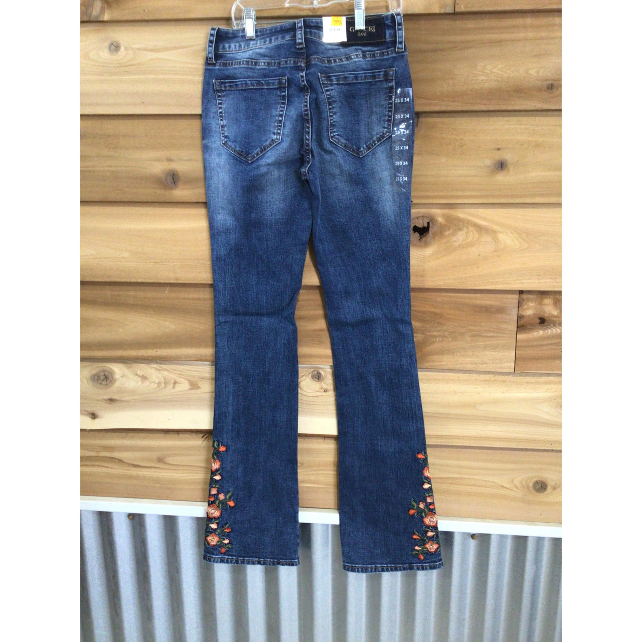 Grace in LA Women's Floral Embroidery Jean