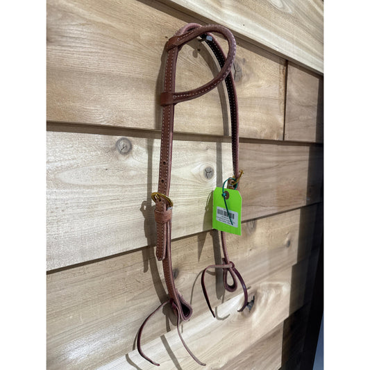 Irvine Sliding Ear Headstall- Harness Leather