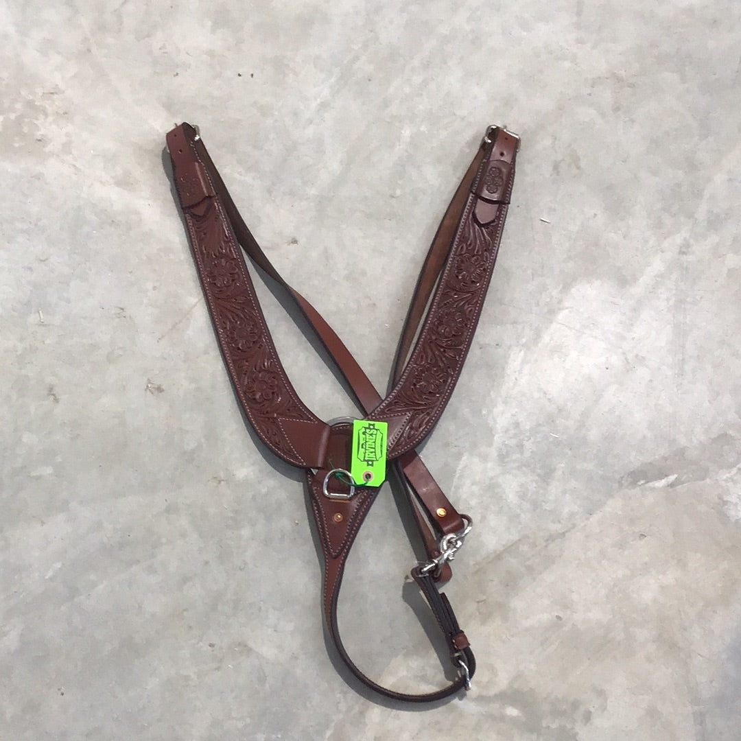 Irvine's Pulling Breast Collar Floral Tooling - Irvine Tack & Western Wear