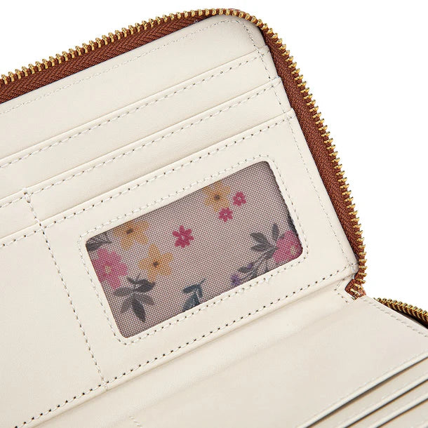 Wrangler Western Print RFID Blocking Zippered Cowgirl Wallet - Tan