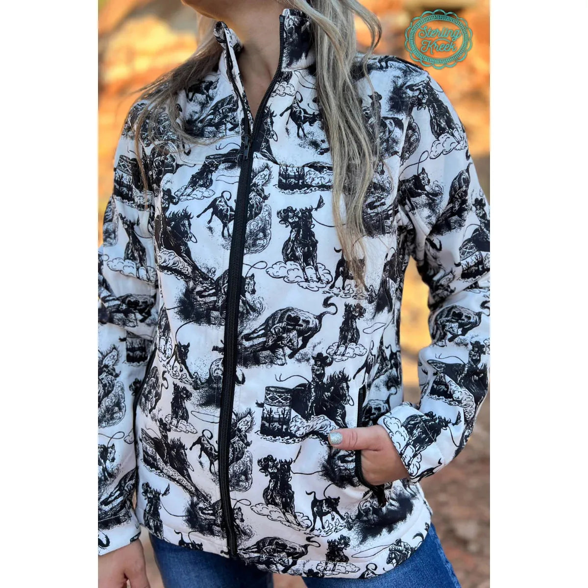 Sterling Kreek Women's Life is a Rodeo Long Sleeve Jacket- Black/White