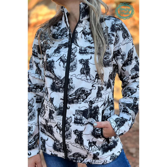 Sterling Kreek Women's Life is a Rodeo Long Sleeve Jacket- Black/White