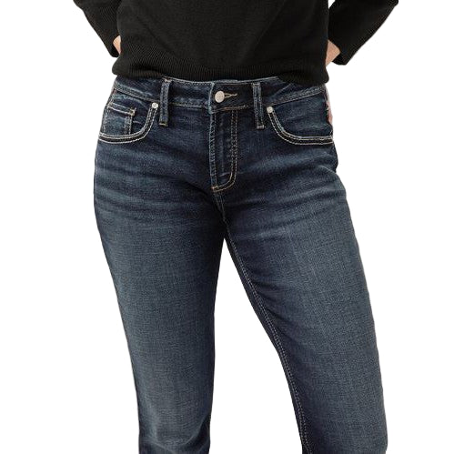 Silver Women's Boyfriend Mid Rise Slim Leg Jeans - Indigo