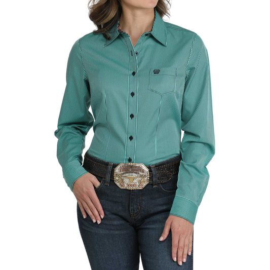 Cinch Women's Long Sleeve Print Shirt- Turquoise