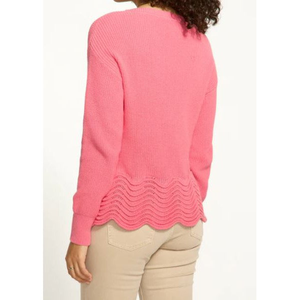 FDJ Women's Long Sleeve Scalloped Hem Sweater-