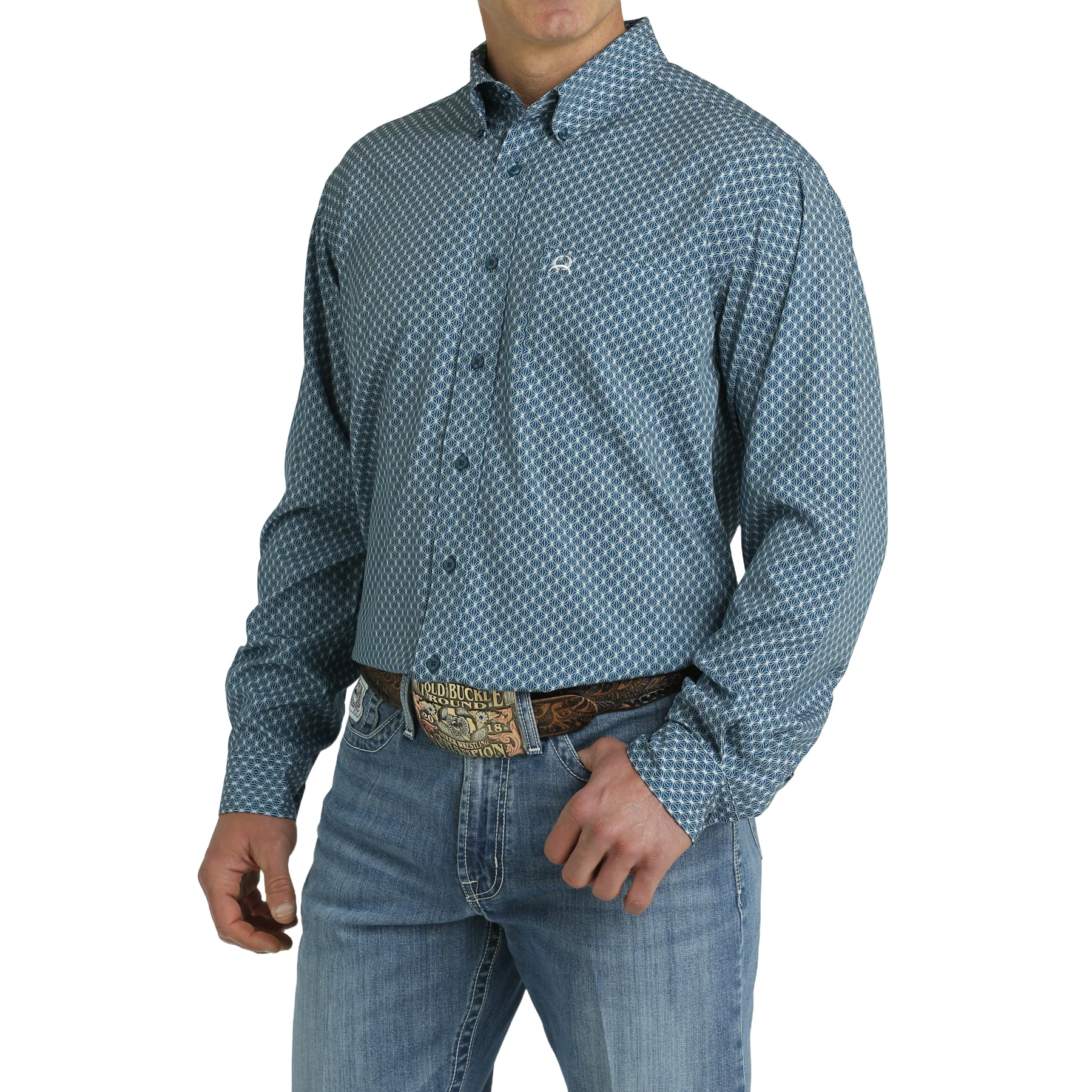 Cinch Men's Long Sleeve Shirt Teal