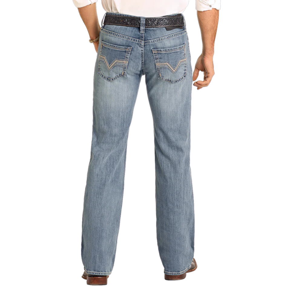 Rock & Roll Men's Pistol Vintage Straight Jeans - Medium Wash