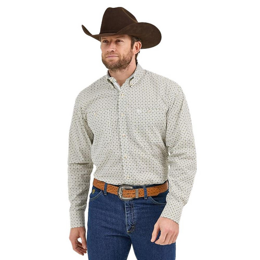 Wrangler Men's George Strait Long Sleeve Two Pocket Shirt- Tan