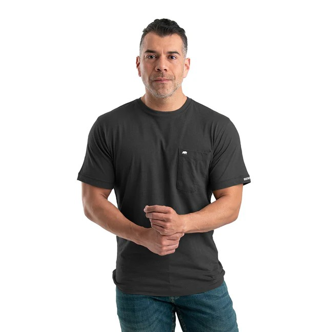 Berne Men's Performance Short Sleeve Pocket Tee - Black Heathered