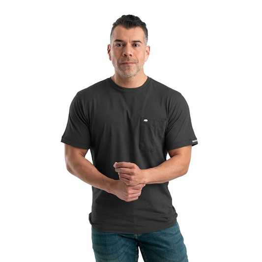 Berne Men's Performance Short Sleeve Pocket Tee - Black Heathered