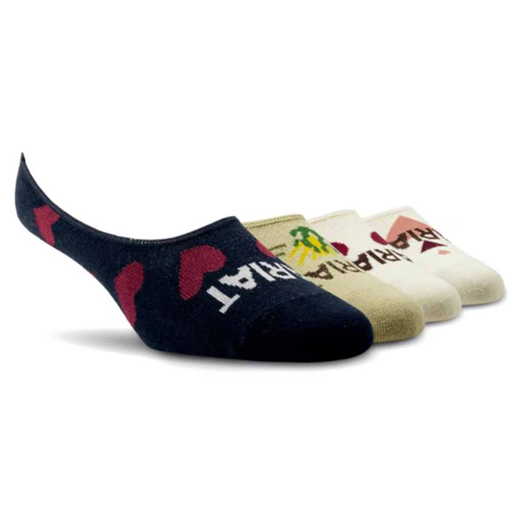 Ariat Women's No Slip No Show Socks (4 Pack) - Tan/Navy/Natural