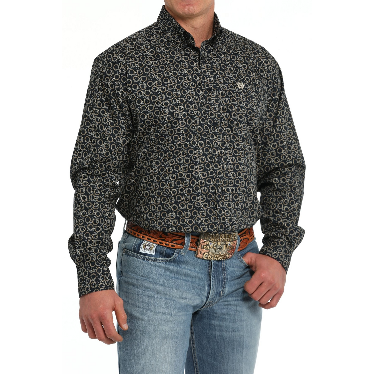 Cinch Men's Rope Print Long Sleeve Western Shirt - Navy