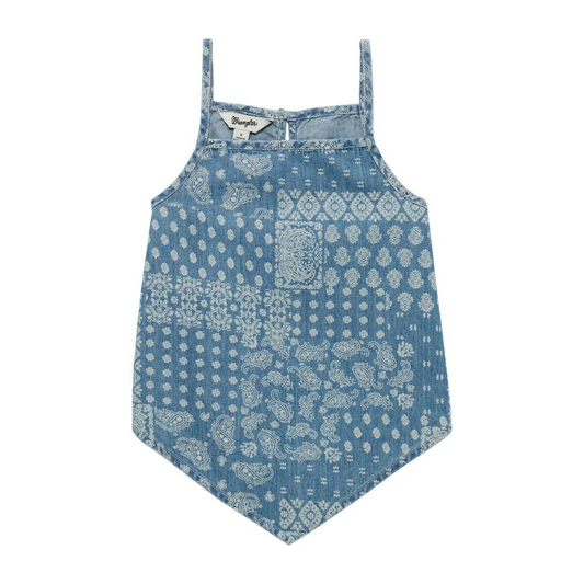 Wrangler Girl's Sleeveless Western Tank- Denim