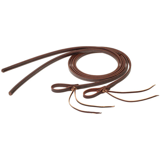 STS Ranch Signature Tack 1/2"  8' Latigo Split Rein Pineapple Knot
