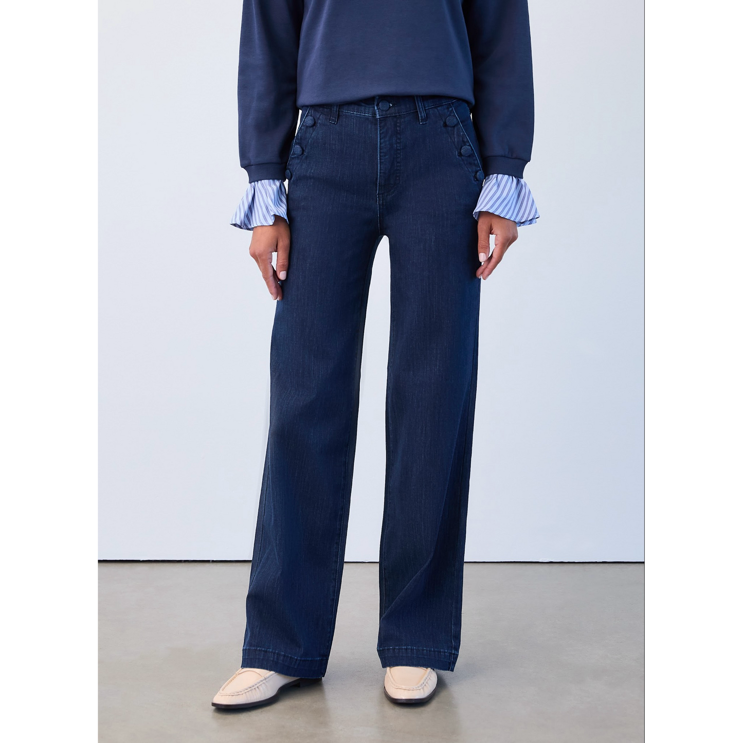 FDJ Women's Suzanne Wide Trouser Jean- Dark Blue