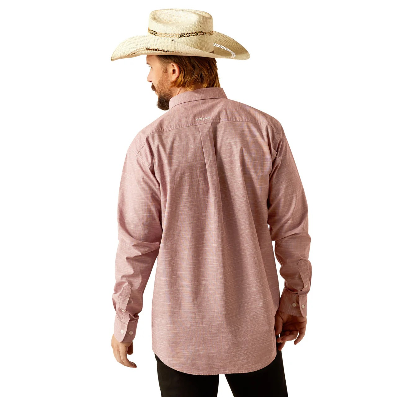 Ariat Men's Long Sleeve Solid Slub Classic Fit Shirt- Brick