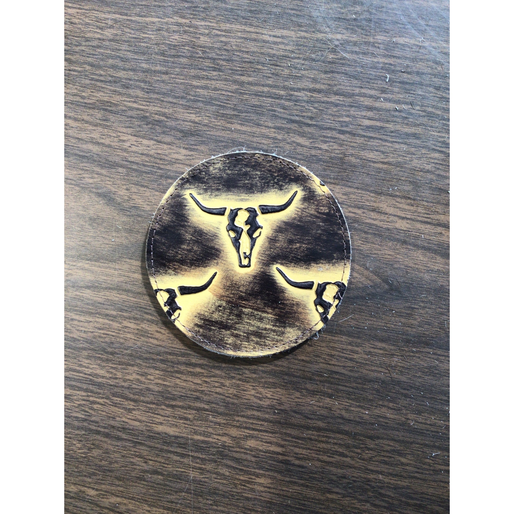 D2W Trading Longhorn Embossed Leather Coaster - Tan - Irvine Tack & Western Wear