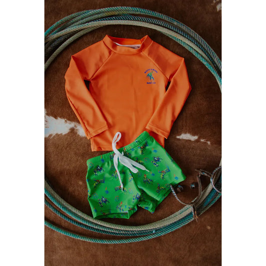 Boots & Bows Neon Western Baby Boy Swimsuit- Multi