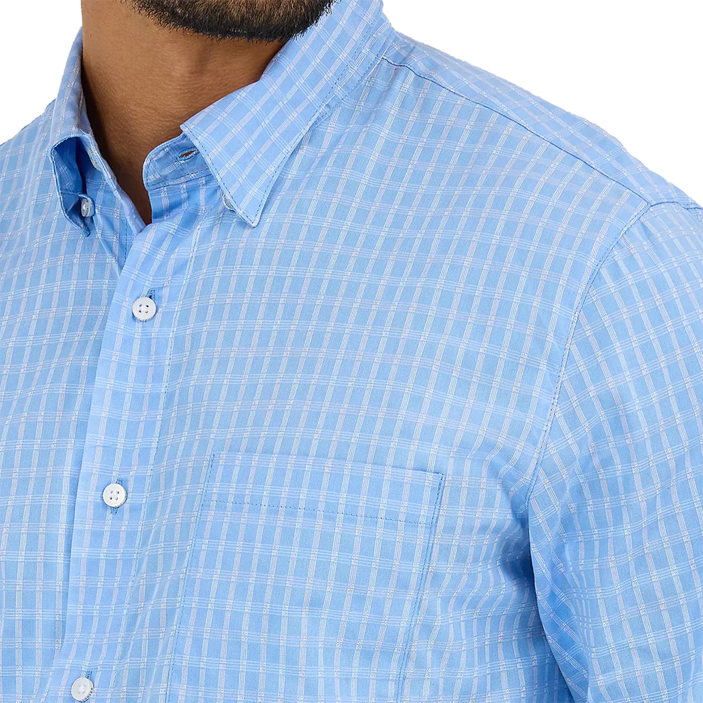 Wrangler Men's Cody Johnson Long Sleeve Classic Fit Shirt - Blue
